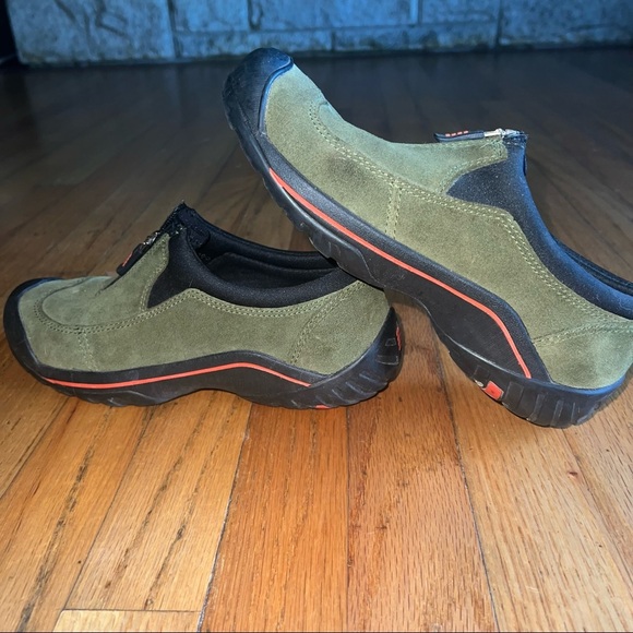 Lands End Olive Green Suede Zip Up Shoe Moccasin - Picture 6 of 6